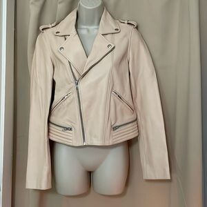 Maje pink lamb leather jacket size 38